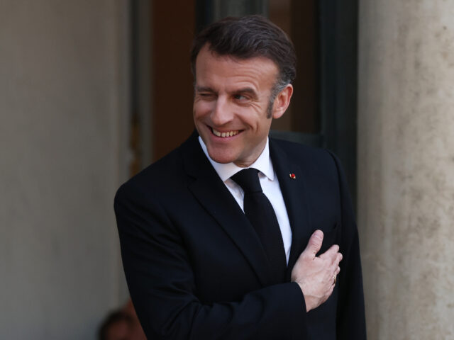 PARIS, FRANCE - MARCH 26: French President Emmanuel Macron waits to greet Ukrainian Presid