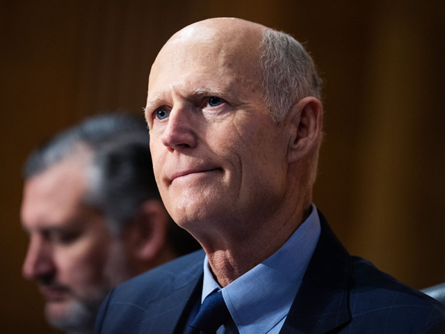 GettyImages-2206498873 UNITED STATES - MARCH 25: Sens. Rick Scott, R-Fla., right, and Ted Cruz, R-Texas, attend a