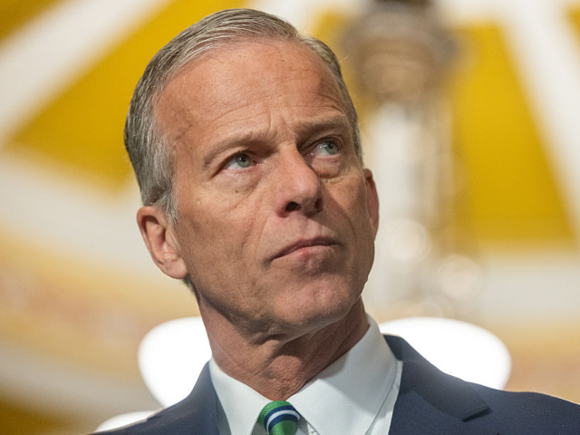 GettyImages-2213200053 WASHINGTON, DC, UNITED STATES - MAY 6: Senate Majority Leader John Thune (R-SD) speaks at