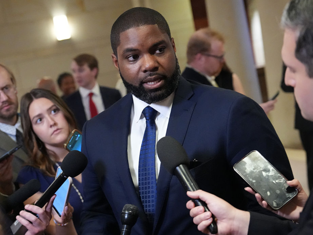 WASHINGTON, DC - MAY 15: U.S. Rep. Byron Donalds (R-FL) speaks to reporters as he arrives