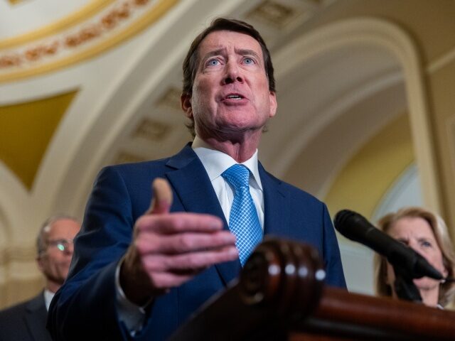 Senate GOP Post-Luncheon Presser WASHINGTON, DC - MAY 20: Senator Bill Hagerty (R-TN) speaks at a press conference with oth