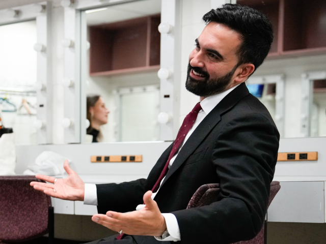 GettyImages-2219190269 Zohran Mamdani, New York City mayoral candidate, right, prepares for a mayoral Democratic