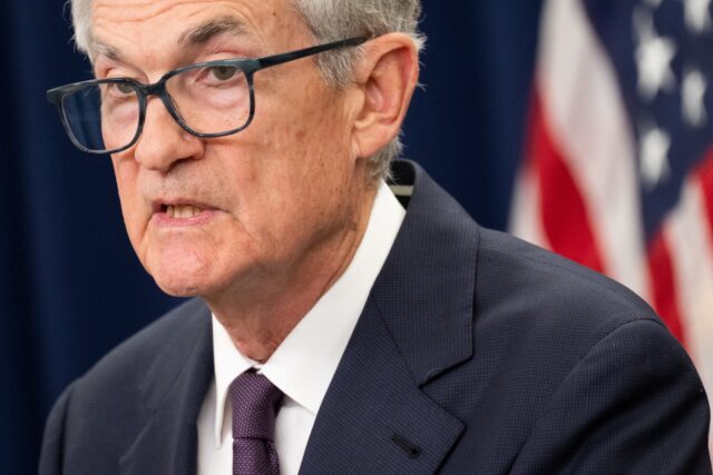 US-ECONOMY-FED-RATE-INFLATION Chair of the US Federal Reserve Jerome Powell speaks during a press conference following t