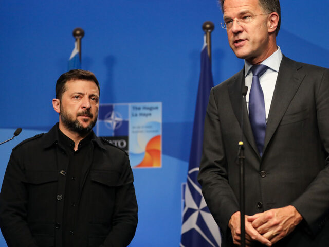 NATO Leaders Attend 2025 Summit In The Hague Volodymyr Zelensky, President of Ukraine, and Mark Rutte, NATO Secretary General, meet at