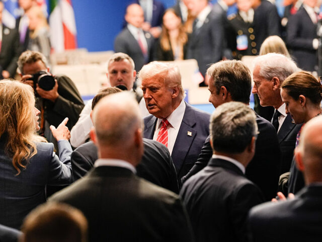 North Atlantic Treaty Organization Summit Day Two US President Donald Trump, center, during the North Atlantic Treaty Organization (NATO) su