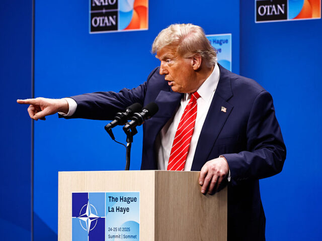 North Atlantic Treaty Organization Summit Day Two US President Donald Trump, during a news conference at the North Atlantic Treaty Organizat