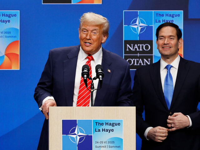 NATO Leaders Attend 2025 Summit In The Hague THE HAGUE, NETHERLANDS - JUNE 25: US President Donald Trump speaks during a news conferenc