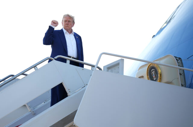 NATO Leaders Attend 2025 Summit In The Hague JOINT BASE ANDREWS, MARYLAND - JUNE 24: U.S. President Donald Trump boards Air Force One t