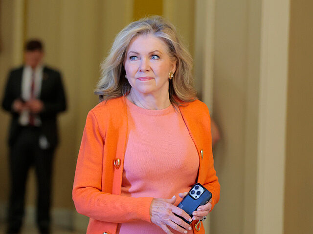 June16-2025-US-Sen-Marsha-Blackburn-R-TN-getty WASHINGTON, DC - JUNE 16: U.S. Sen. Marsha Blackburn (R-TN) walks through the U.S.Capitol