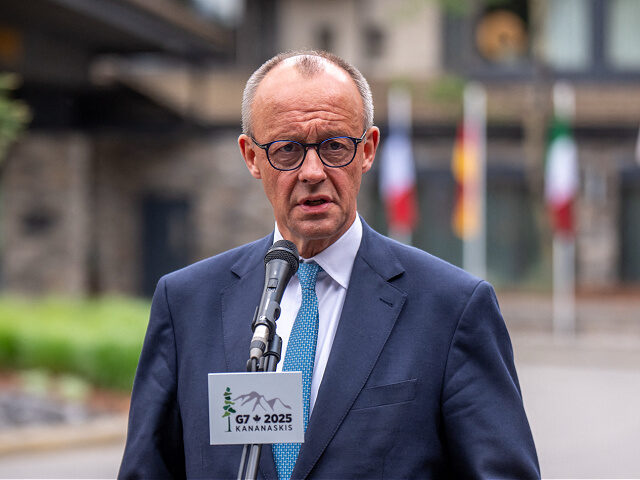 june17-25-g7-German-Chancellor-Friedrich-Merz-getty German Chancellor Friedrich Merz gives a statement at the end of the Group of Seven (G7) S
