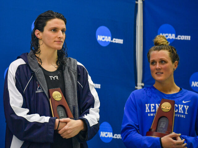 Lia Thomas and Riley Gaines University of Pennsylvania swimmer Lia Thomas and Kentucky swimmer Riley Gaines react afte