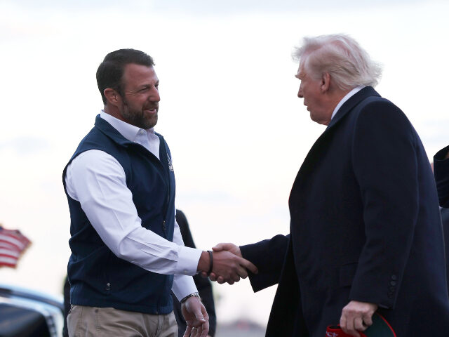 Markwayne Mullin and Donald Trump Senator Markwayne Mullin (R-OK) greets President Donald Trump as he arrives at Philadelphi