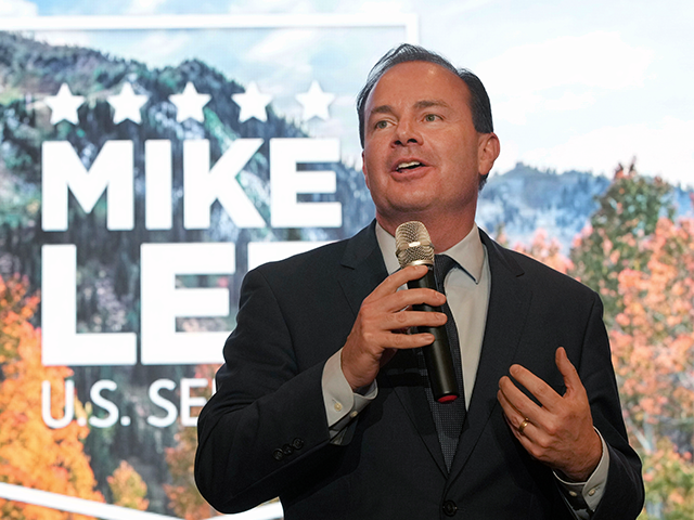 mike-lee-22-ap U.S. Sen. Mike Lee, of Utah, talks to supporters during a Utah Republican election night p