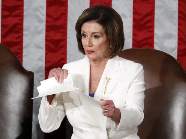 Pelosi tears SOTU (Alex Brandon / Associated Press, File) FILE - House Speaker Nancy Pelosi of Calif., tears her copy of President Donald Trump'