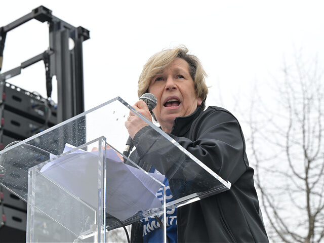 Randi-Weingarten-Apr5-25-Philly-getty PHILADELPHIA, PENNSYLVANIA - APRIL 05: Randi Weingarten speaks during the "Hands Off!" Nat