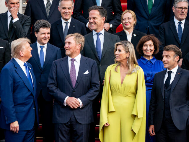 Trump Poses with NATO Members U.S. President Donald Trump and NATO leaders join King Willem-Alexander and Queen Máxima