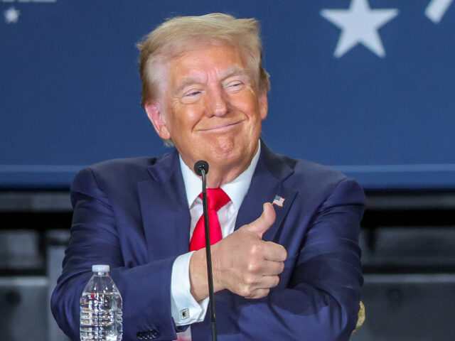 Trump Thumbs Up as BBB Proceeds Republican presidential nominee and former U.S. President Donald Trump gives a thumbs up d