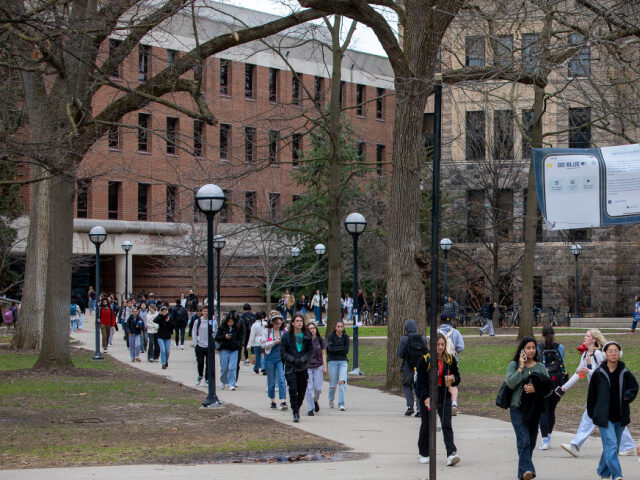 University of Michigan Students University of Michigan students walk on the UM campus on April 3, 2025 in Ann Arbor, Michi