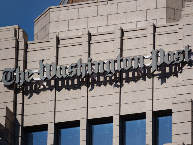 Washington Post Exterior WASHINGTON, DC - MAY 26: A Washington Post logo is displayed on top of the newspaper'
