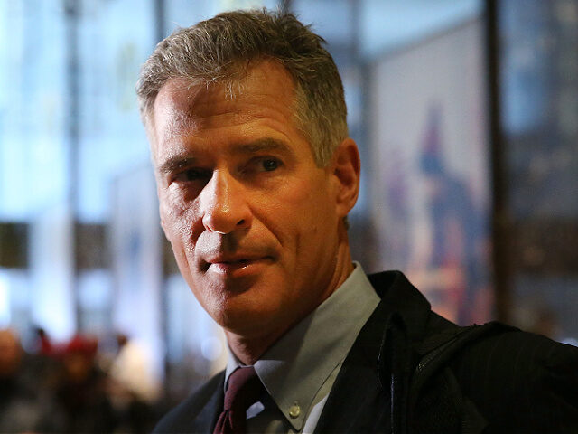 <> on November 22, 2016 in New York City. NEW YORK, NY - NOVEMBER 21: Former Massachusetts Senator Scott Brown leaves Trump Tower on