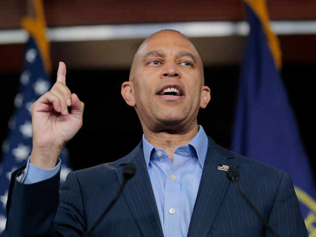 WASHINGTON, DC - JUNE 09: House Minority Leader Rep. Hakeem Jeffries (D-NY) speaks to repo
