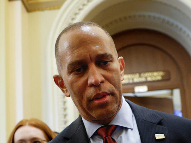 Hakeem Jeffries (3) U.S. House Minority Leader Hakeem Jeffries (D-NY) speaks to reporters as he walks off the