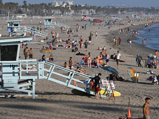 L.A. Lifeguards_beach_California A general view of the beach at Santa Monica, California, United States of America on Augus