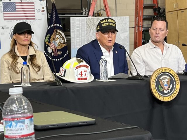Trump 47 (Joel Pollak / Breitbart News) First Lady Melania Trump, President Donald Trump, and Ambassador Richard Grenell at a town